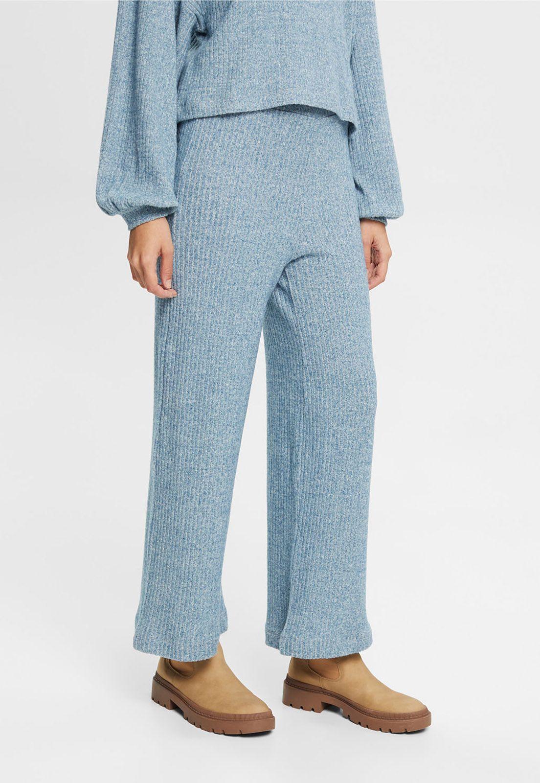 Pantalon Acanalado De Pierna Ancha Mujer Esprit-0