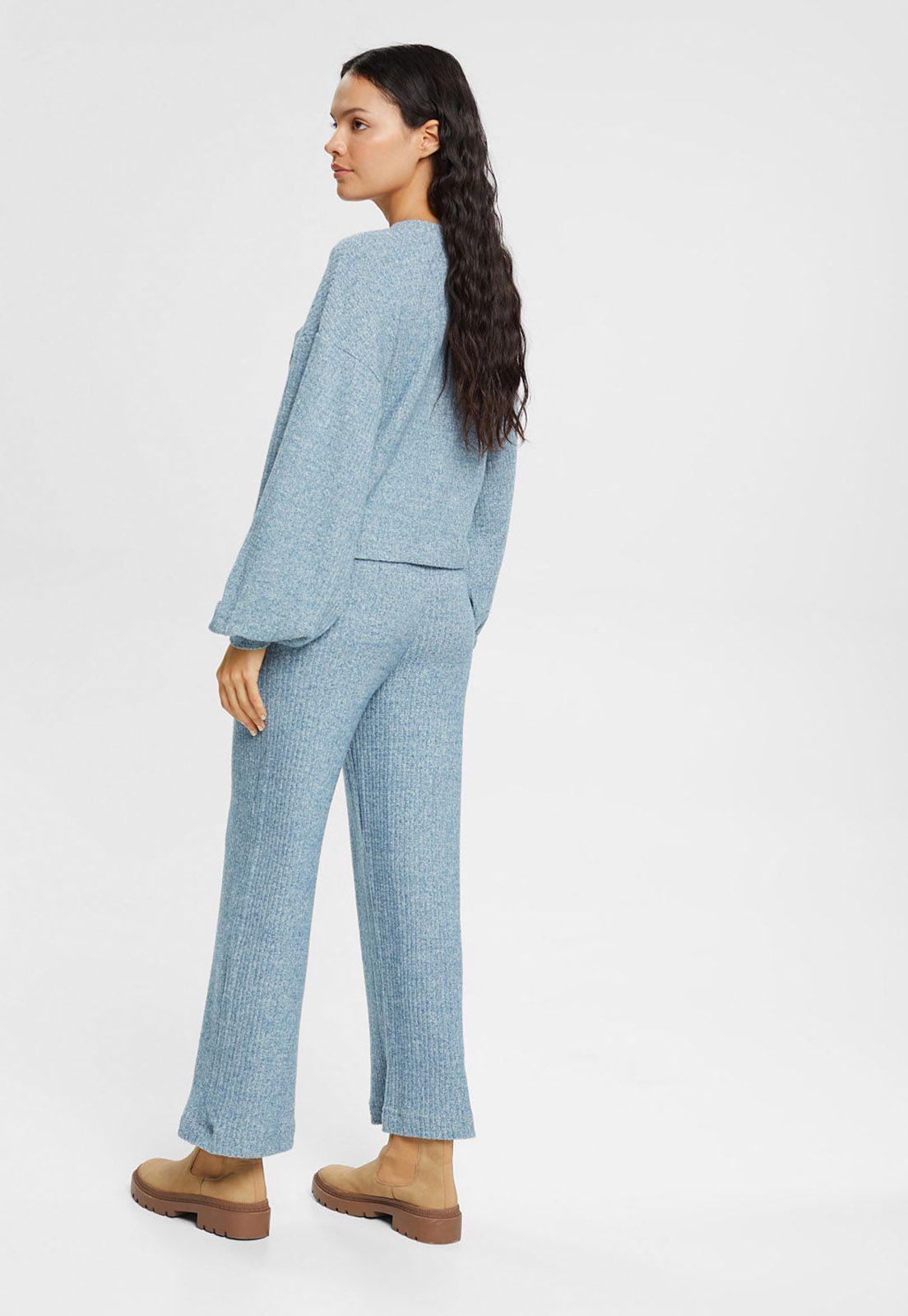 Pantalon Acanalado De Pierna Ancha Mujer Esprit-1