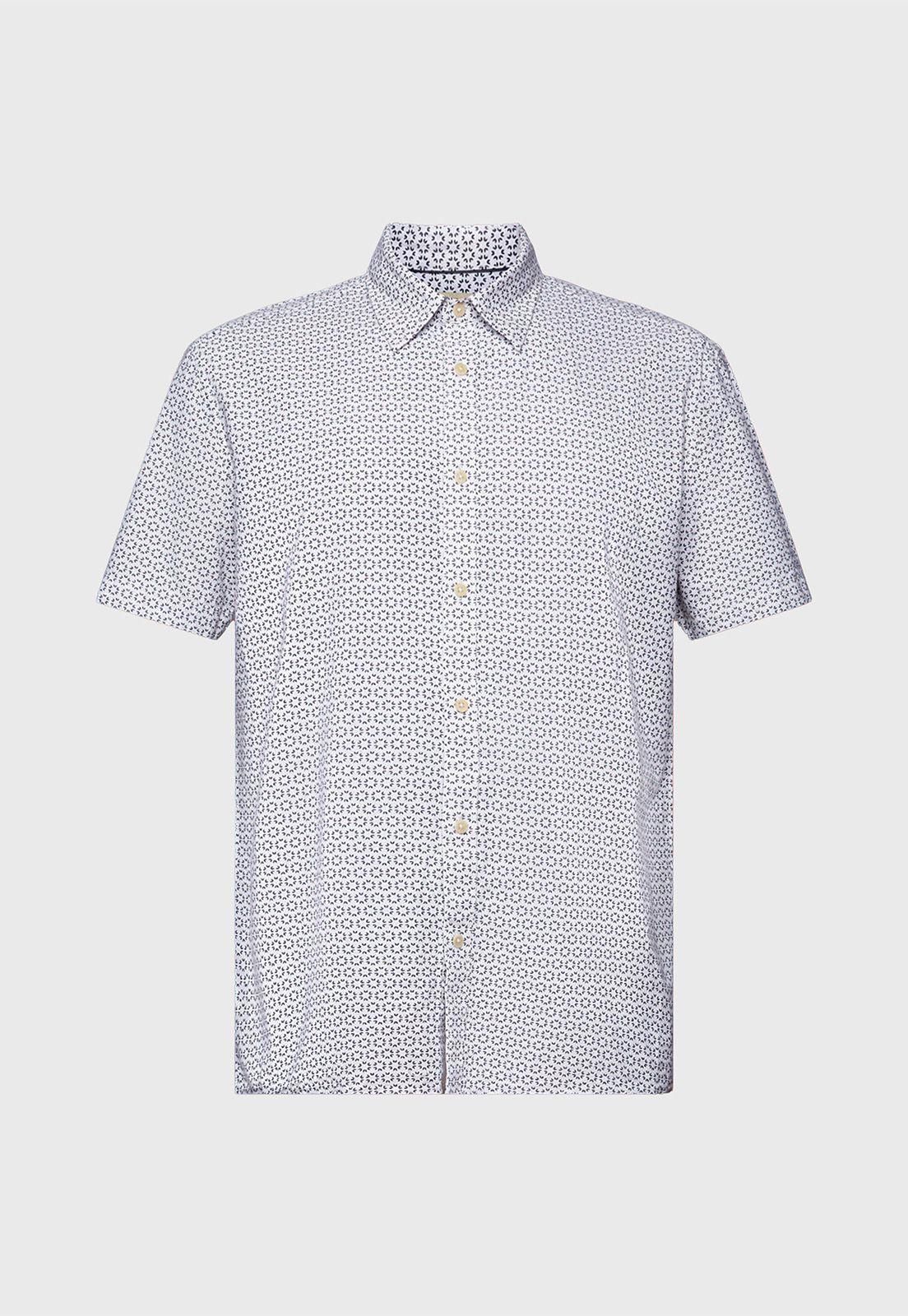 Camisa Estampada Mezcla De Lino Hombre Esprit-3