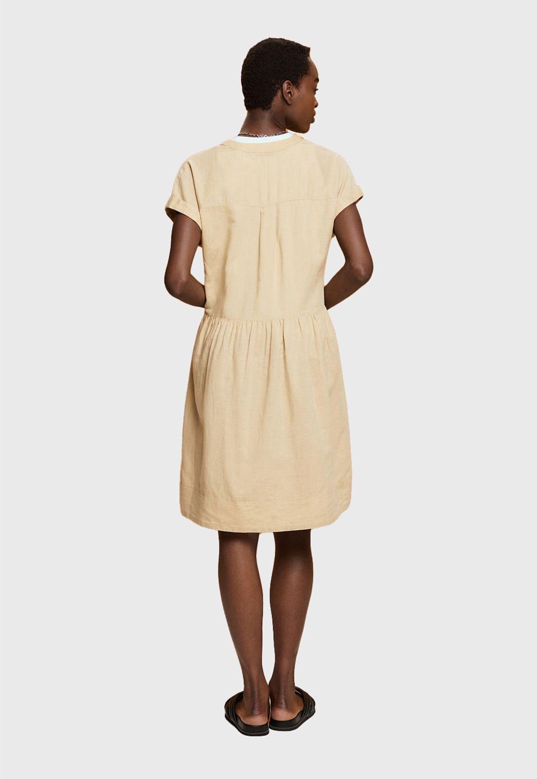 Vestido Camisero De Algodón Y Lino Mujer Esprit 043EE1E305-1