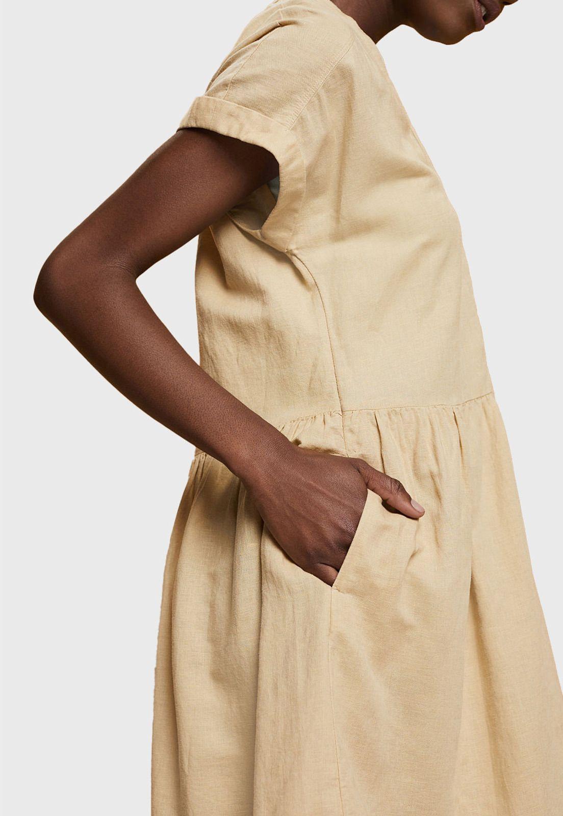 Vestido Camisero De Algodón Y Lino Mujer Esprit 043EE1E305-2