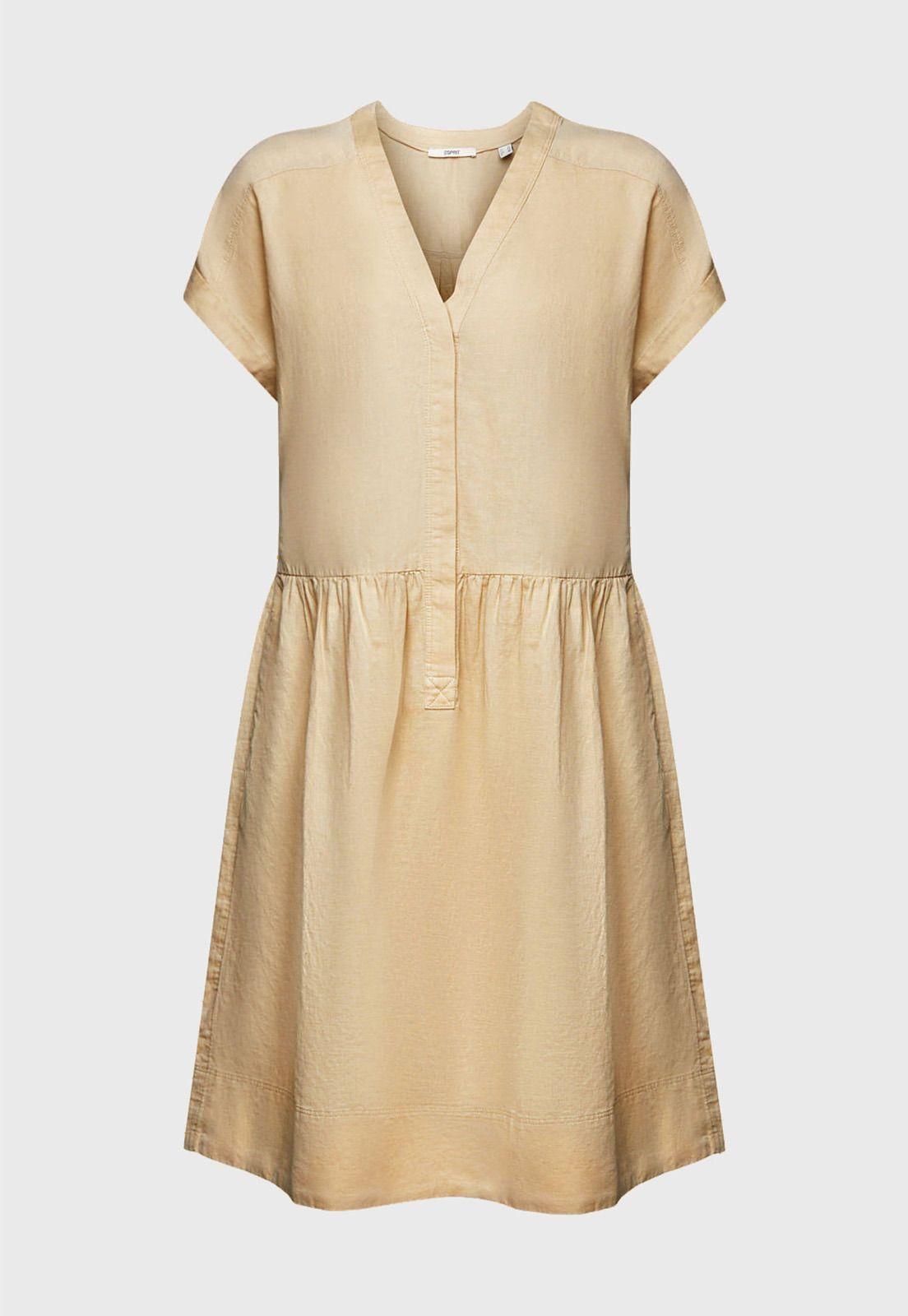 Vestido Camisero De Algodón Y Lino Mujer Esprit 043EE1E305-3