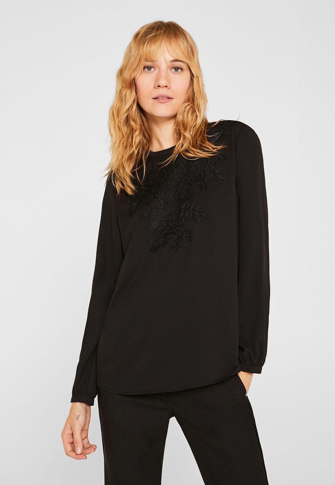 Blusa Manga Larga Con Encaje Esprit-0