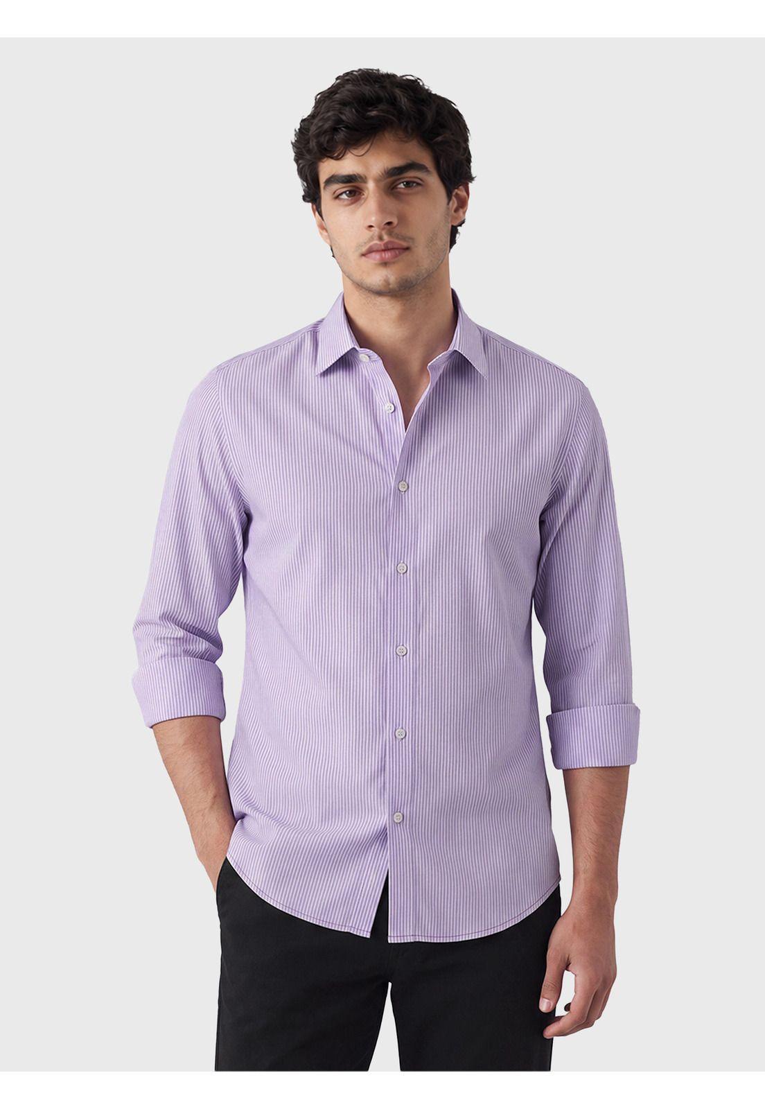 Camisa A Rayas Slim Fit Lila Arrow CMI3412LI-0