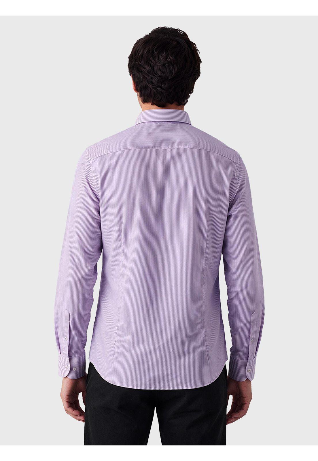 Camisa A Rayas Slim Fit Lila Arrow CMI3412LI-1