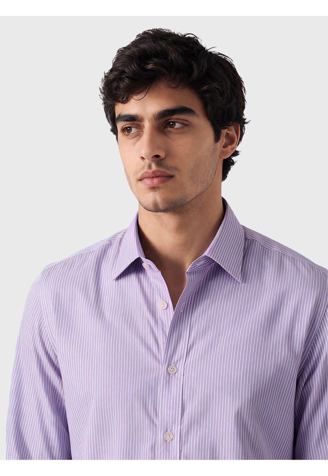 Camisa A Rayas Slim Fit Lila Arrow CMI3412LI-2