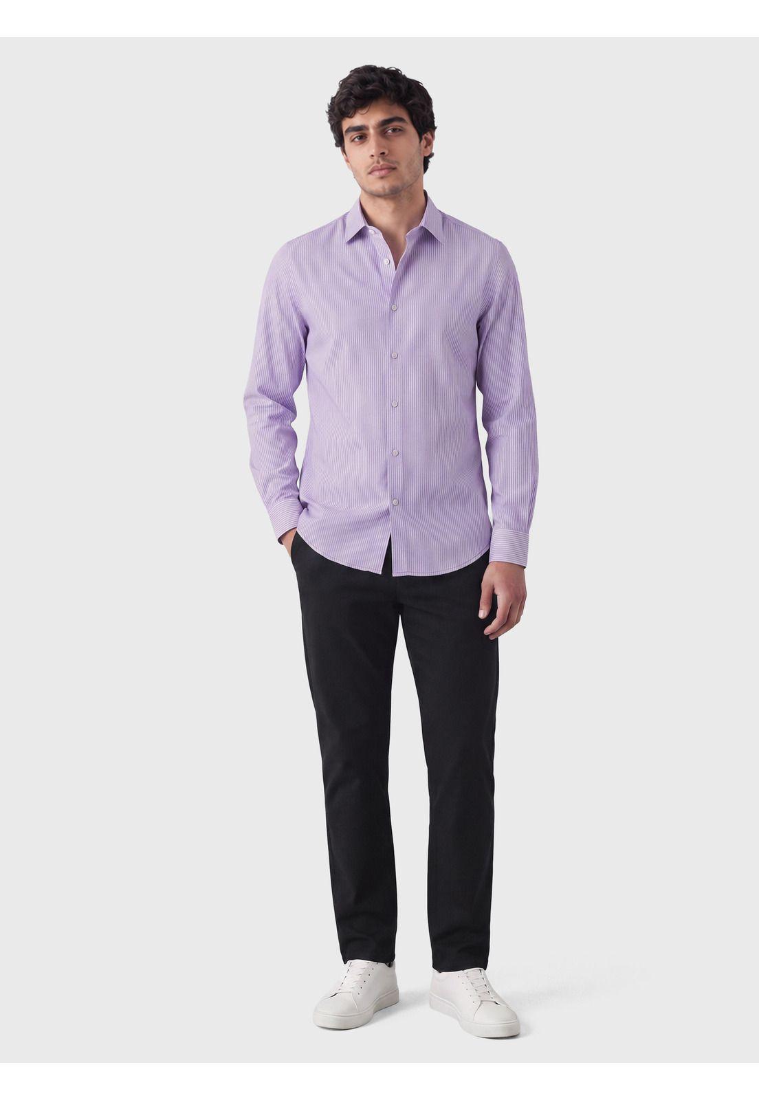 Camisa A Rayas Slim Fit Lila Arrow CMI3412LI-3