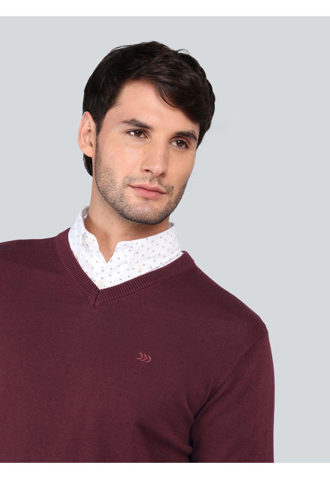 Sweater Cuello V Regular Fit Burdeo Arrow SW33001BU-2