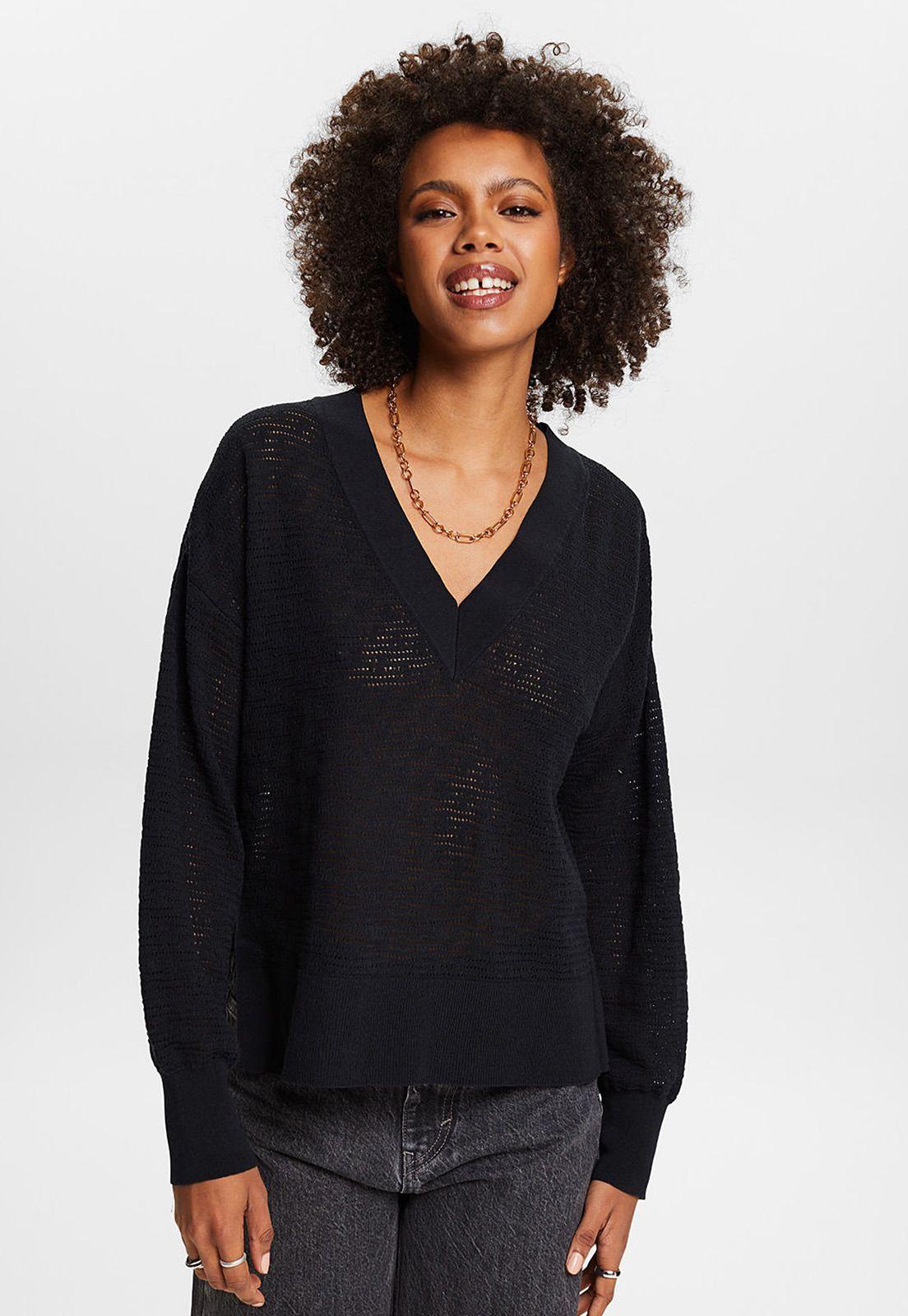 Sweater De Punto Con Cuello En V Mujer Esprit 034EE1I333-0