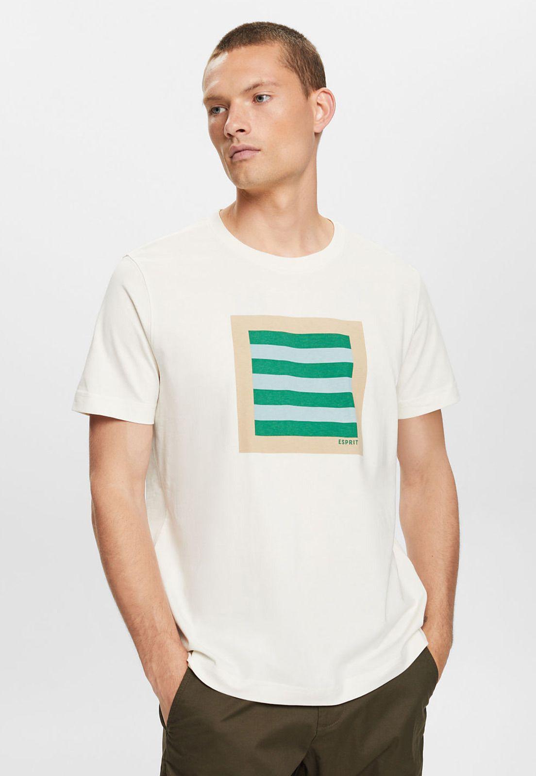 Polera Manga Corta Con Estampado A Rayas Hombre Esprit-0