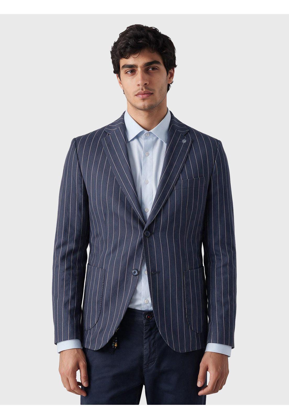 Blazer Rayas Spandex Tailored Fit Azul Oscuro Arrow BZI3422IN-0