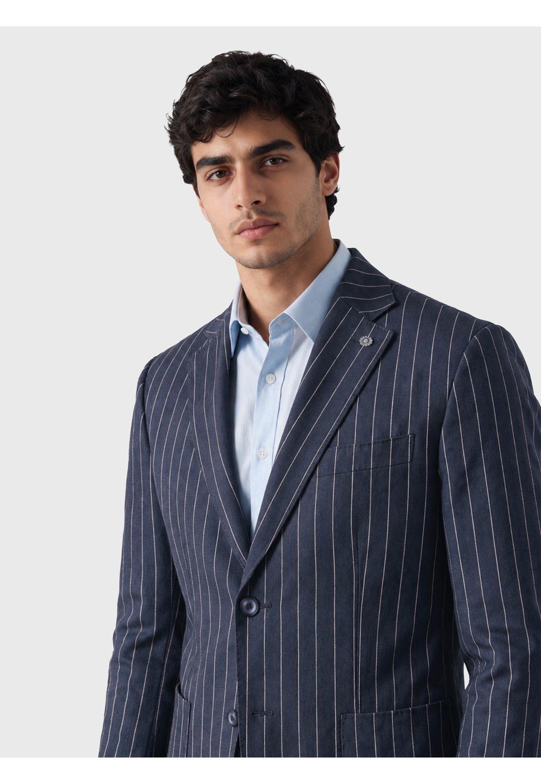 Blazer Rayas Spandex Tailored Fit Azul Oscuro Arrow BZI3422IN-2