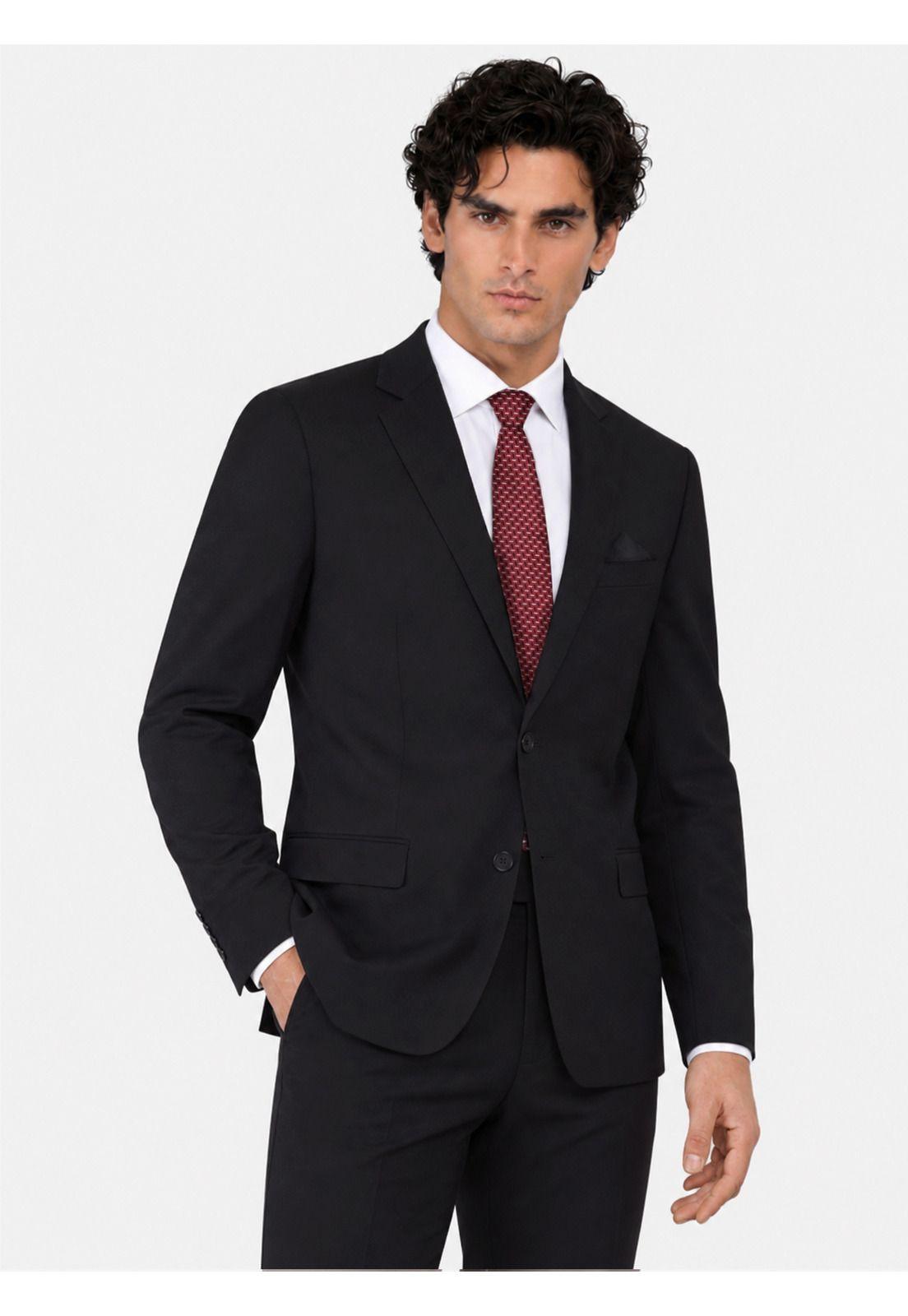 Traje Ceremonia Liso Spandex Tailored Fit Negro Arrow AM34031NE-2