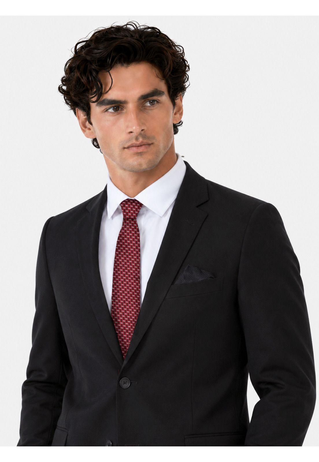 Traje Ceremonia Liso Spandex Tailored Fit Negro Arrow AM34031NE-3