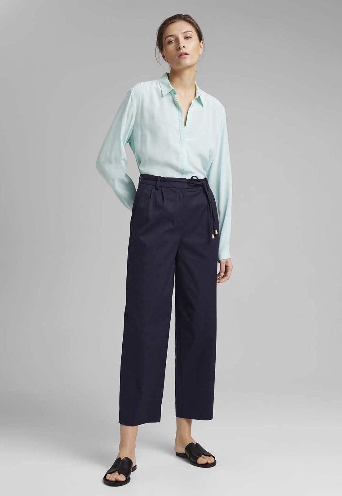 Pantalon Mujer Cropped Esprit Azul marino-0