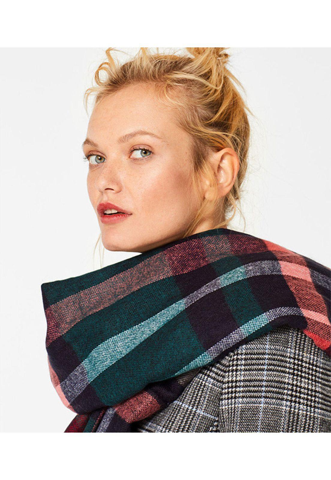 Bufanda de doble cara con cuadros-3