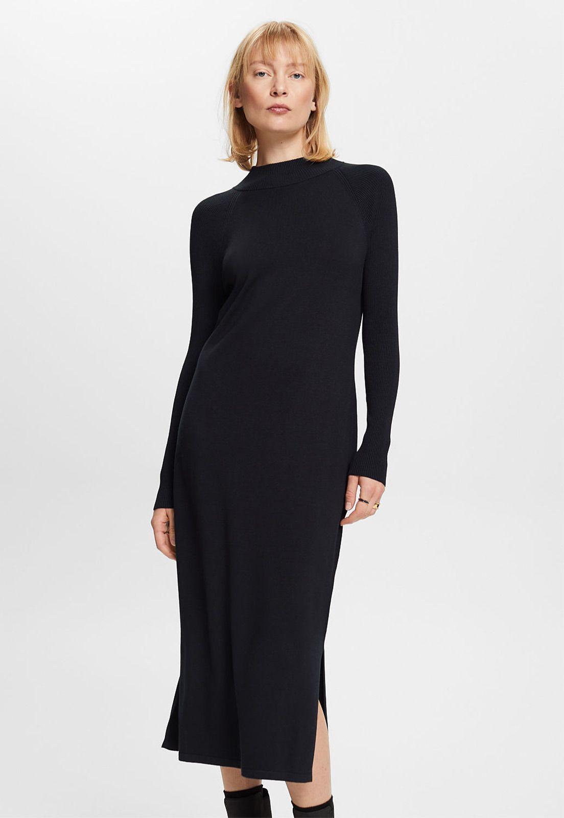 Vestido midi manga larga y cuello alto Mujer Esprit-0