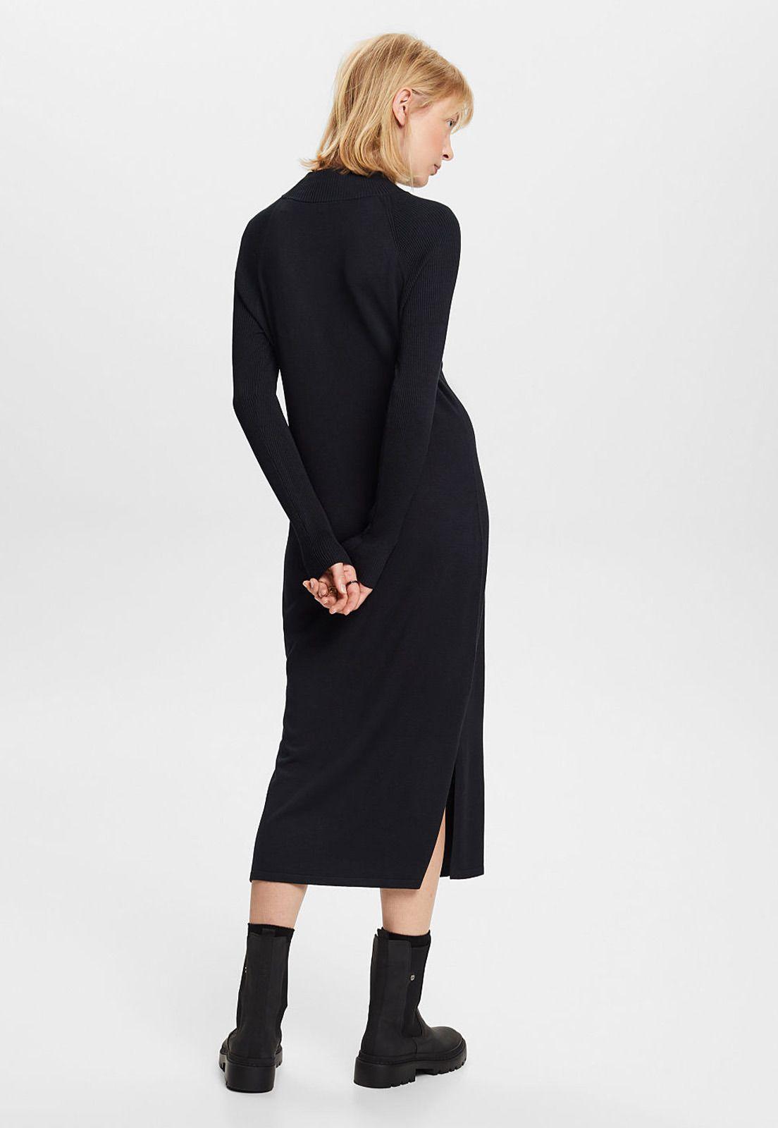Vestido midi manga larga y cuello alto Mujer Esprit-1