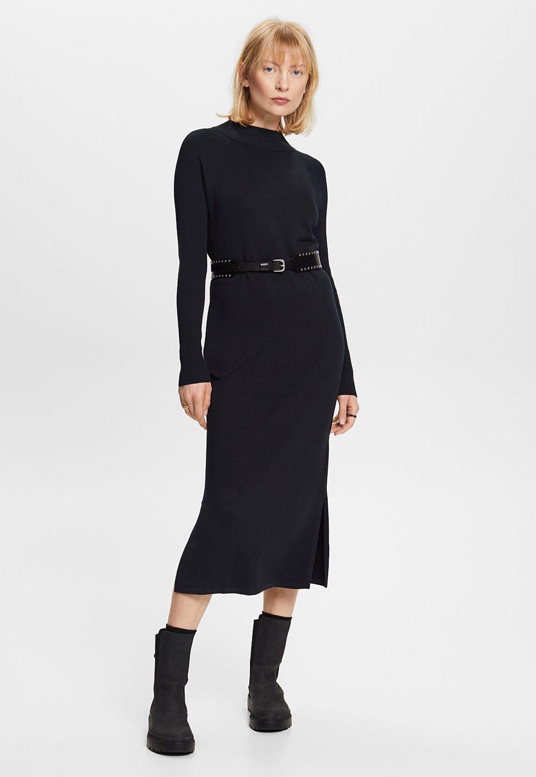 Vestido midi manga larga y cuello alto Mujer Esprit-3