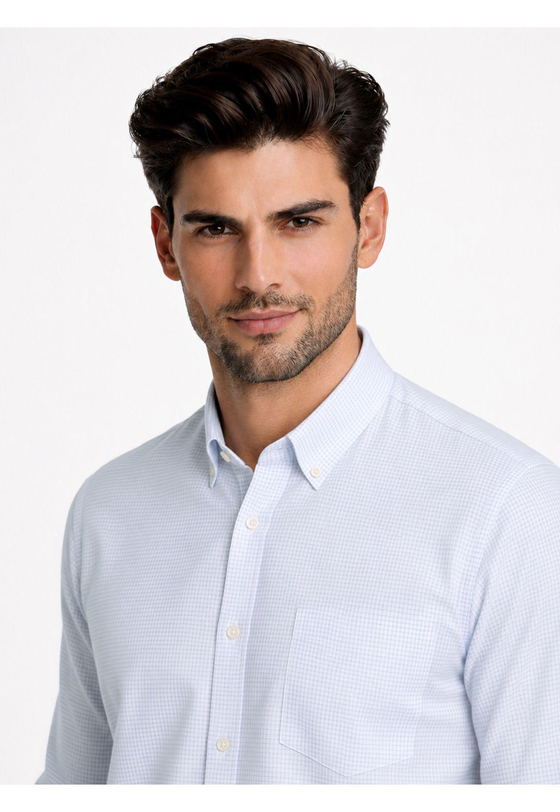 Camisa A Cuadros Regular Fit Celeste Piero Butti PBDVF15CE-2