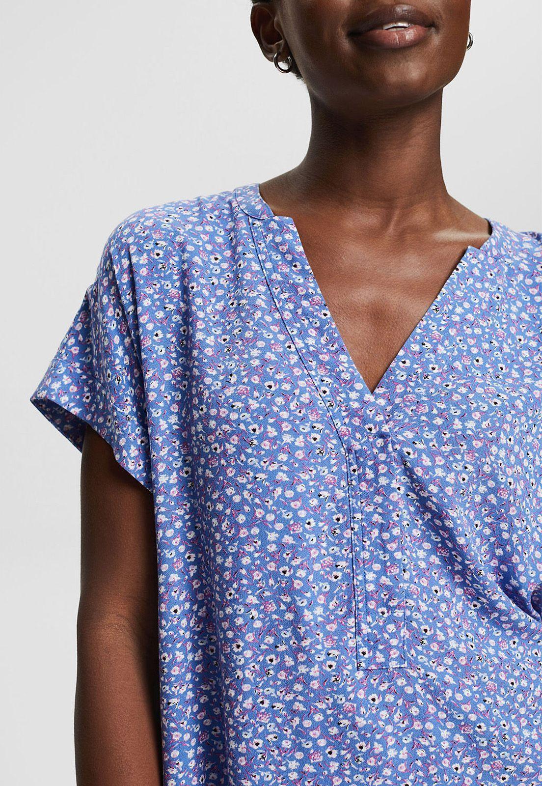 Blusa Con Estampado Floral Esprit Azul oscuro-2
