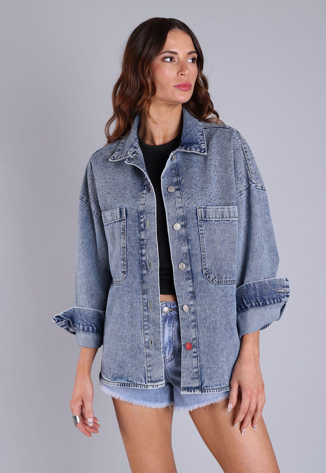 Chaqueta Denim Strass Mujer Soviet-0