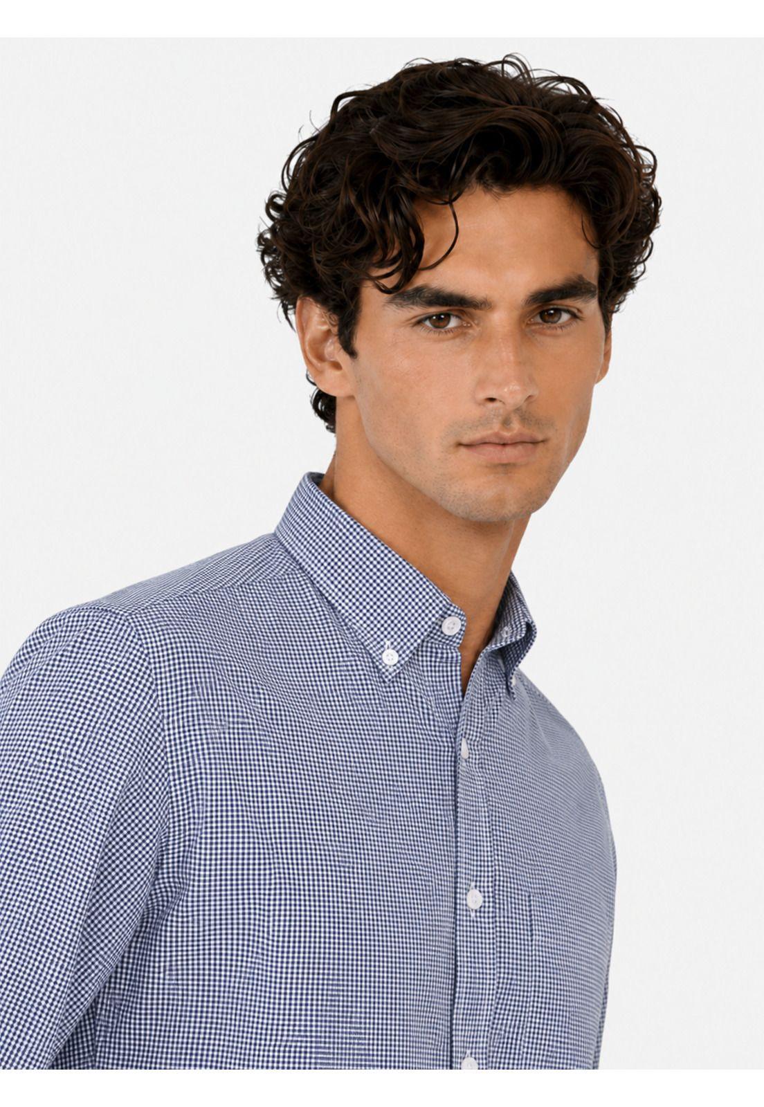 Camisa A Cuadros Regular Fit Azul Arrow CM34010AZ-3