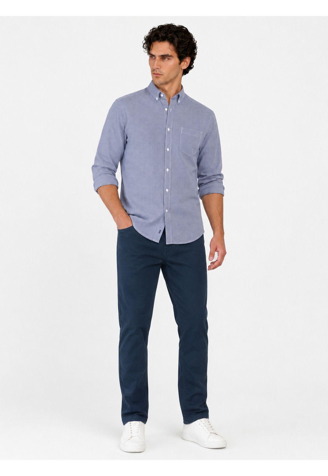 Camisa A Cuadros Regular Fit Azul Arrow CM34010AZ-5