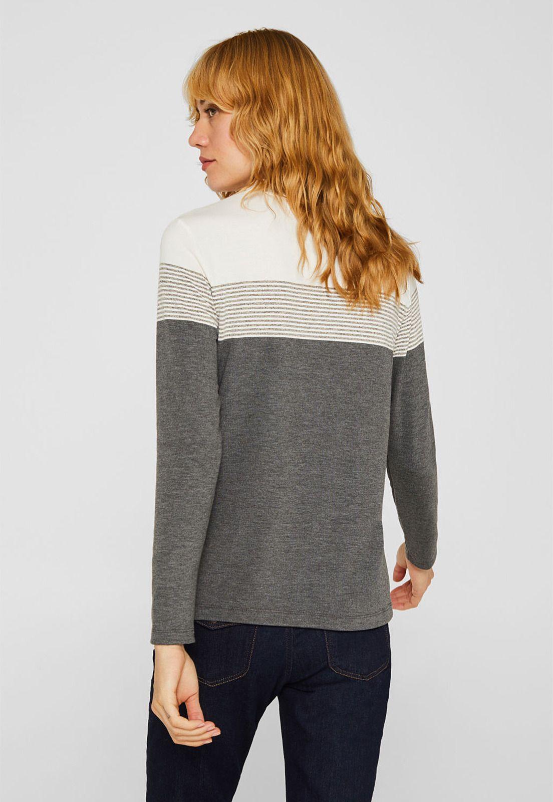 Polera Elástica De Manga Larga Con Cuello Alto-1