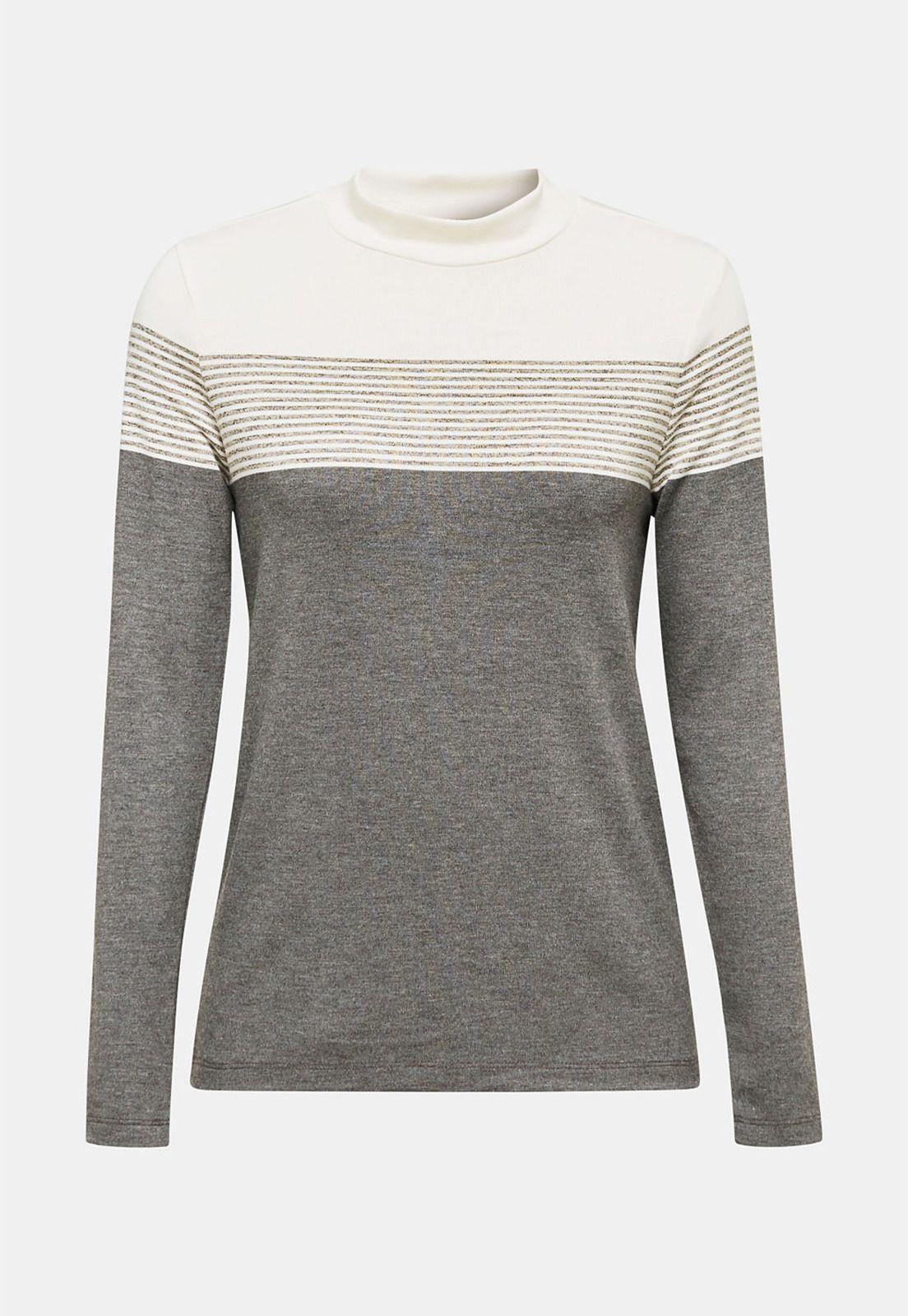 Polera Elástica De Manga Larga Con Cuello Alto-2