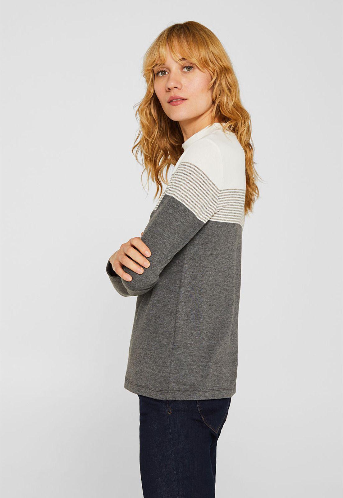 Polera Elástica De Manga Larga Con Cuello Alto-3