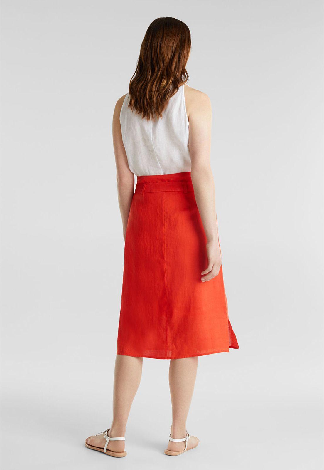 En lino: falda con tira de botones-1