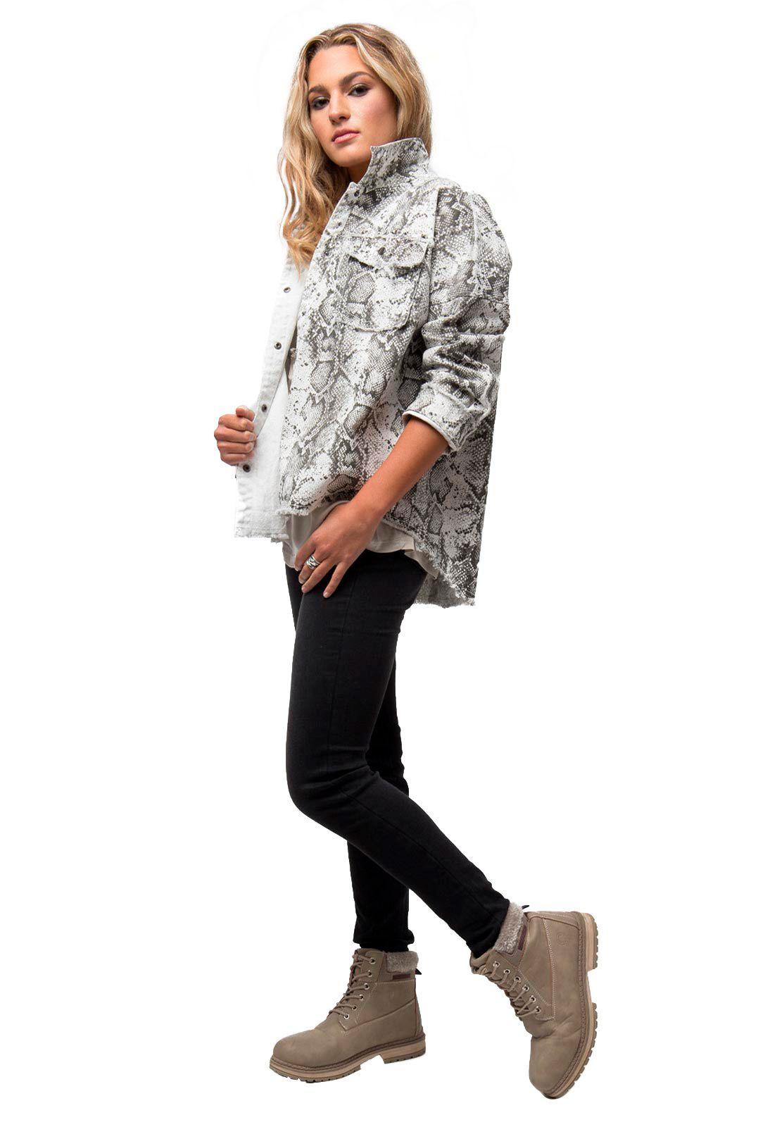 Chaqueta Denim Allover Print Blanco Soviet-3