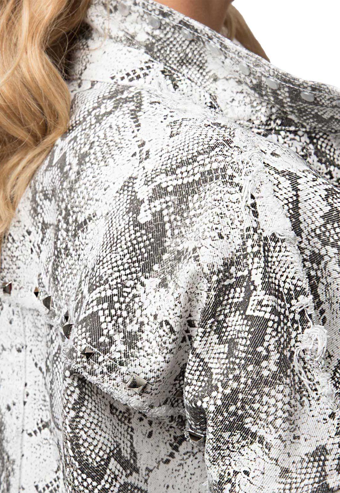 Chaqueta Denim Allover Print Blanco Soviet-2