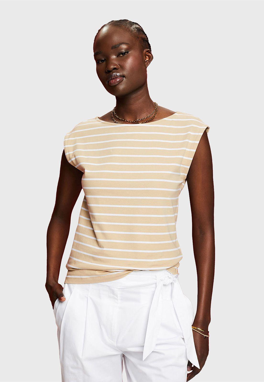 Polera Con Diseño A Rayas Mujer Esprit Arena-0