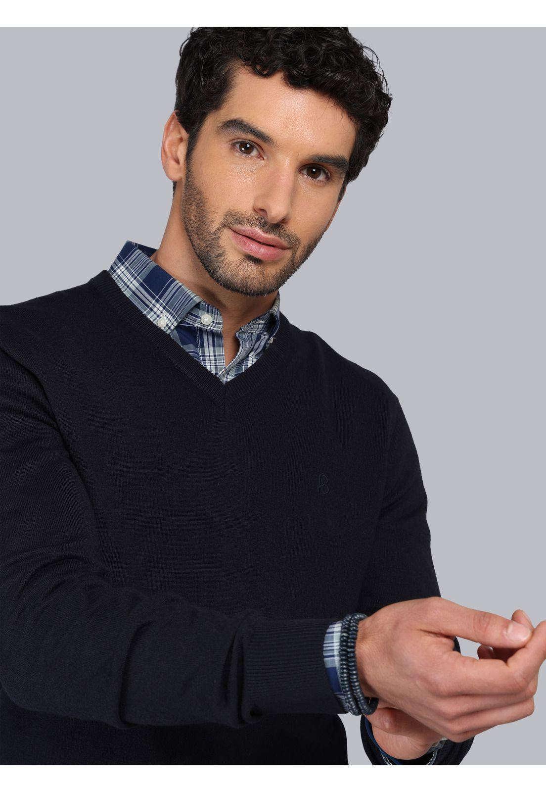 Sweater Liso Cuello V Piero Butti PBCII20NB-2