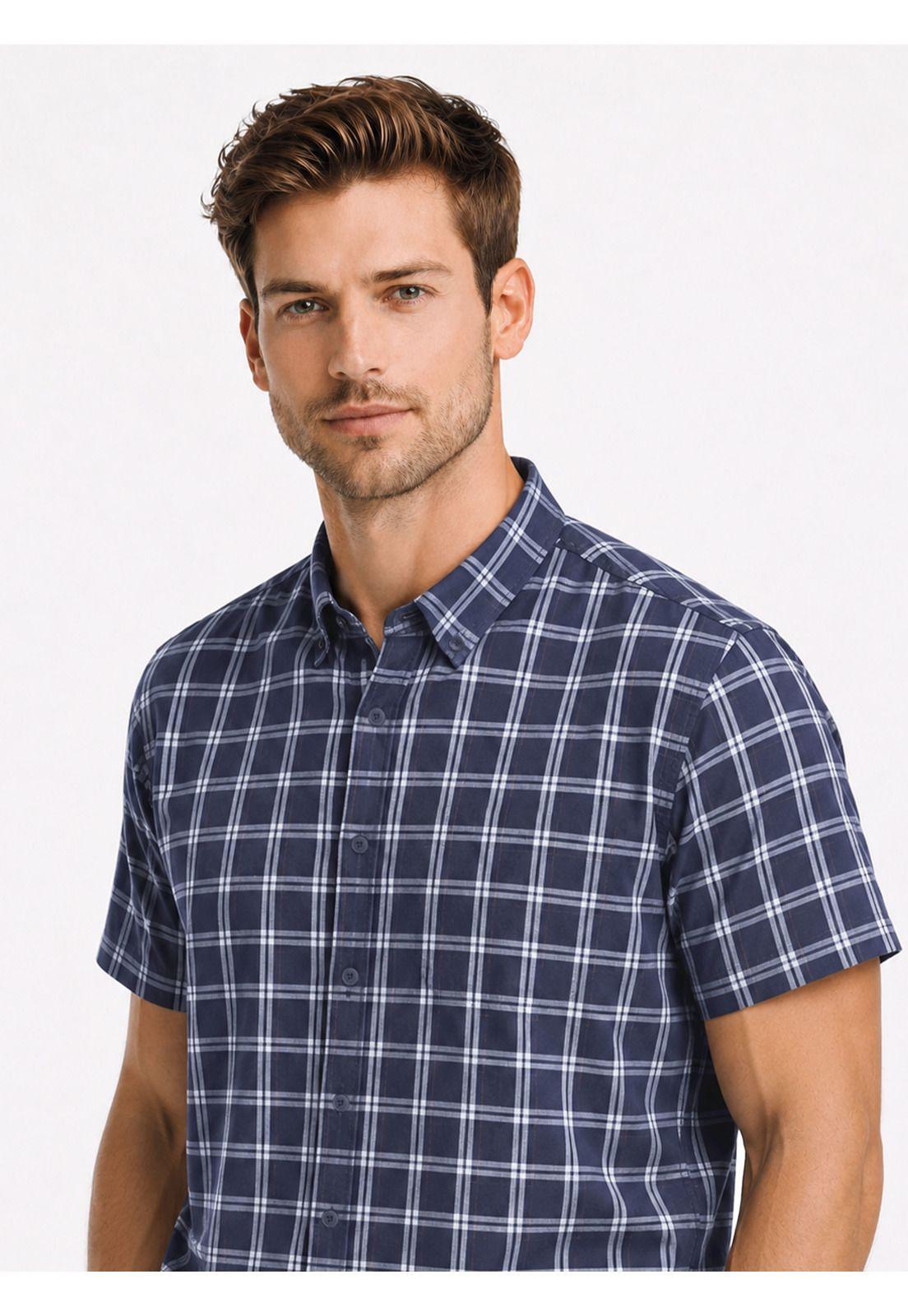 Camisa A Cuadros Regular Fit Azul Arrow CM34033AZ-2