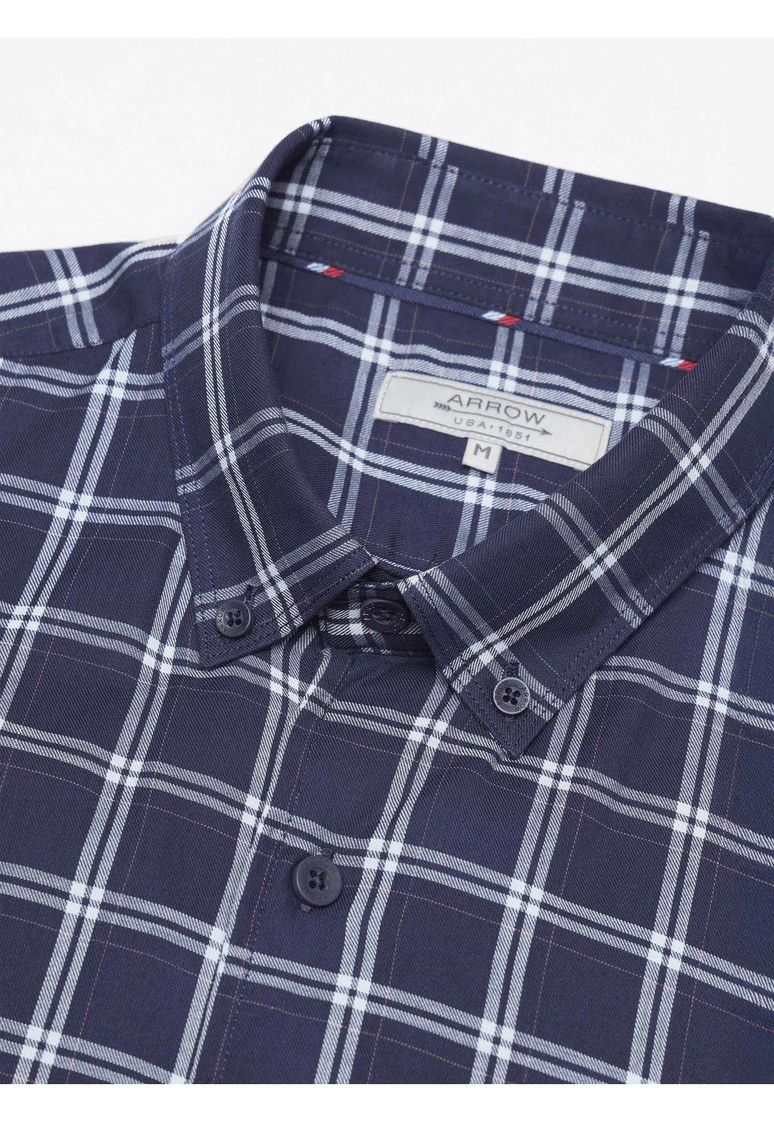 Camisa A Cuadros Regular Fit Azul Arrow CM34033AZ-4