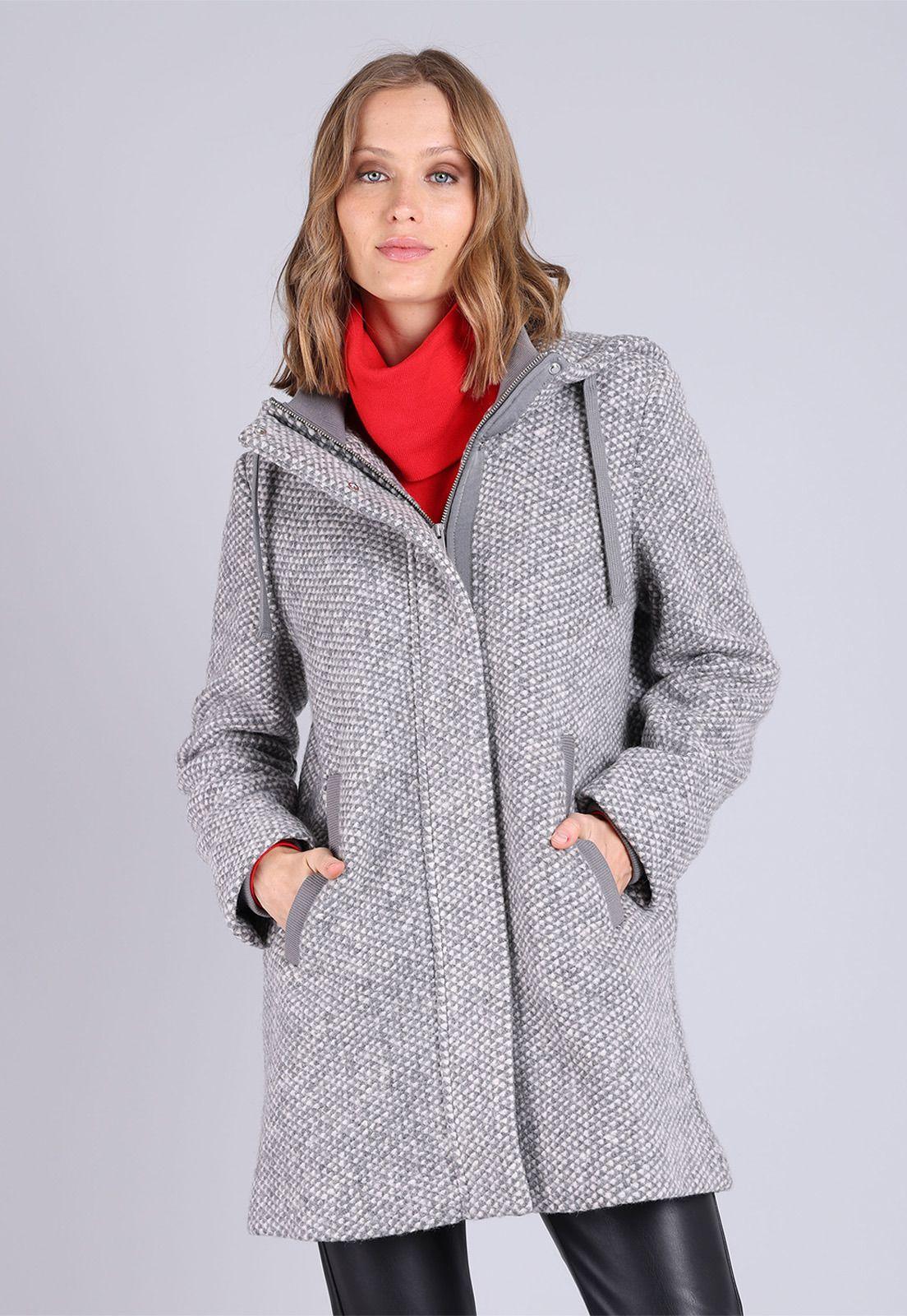 Abrigo manga larga con capucha y bolsillos Mujer Esprit-0