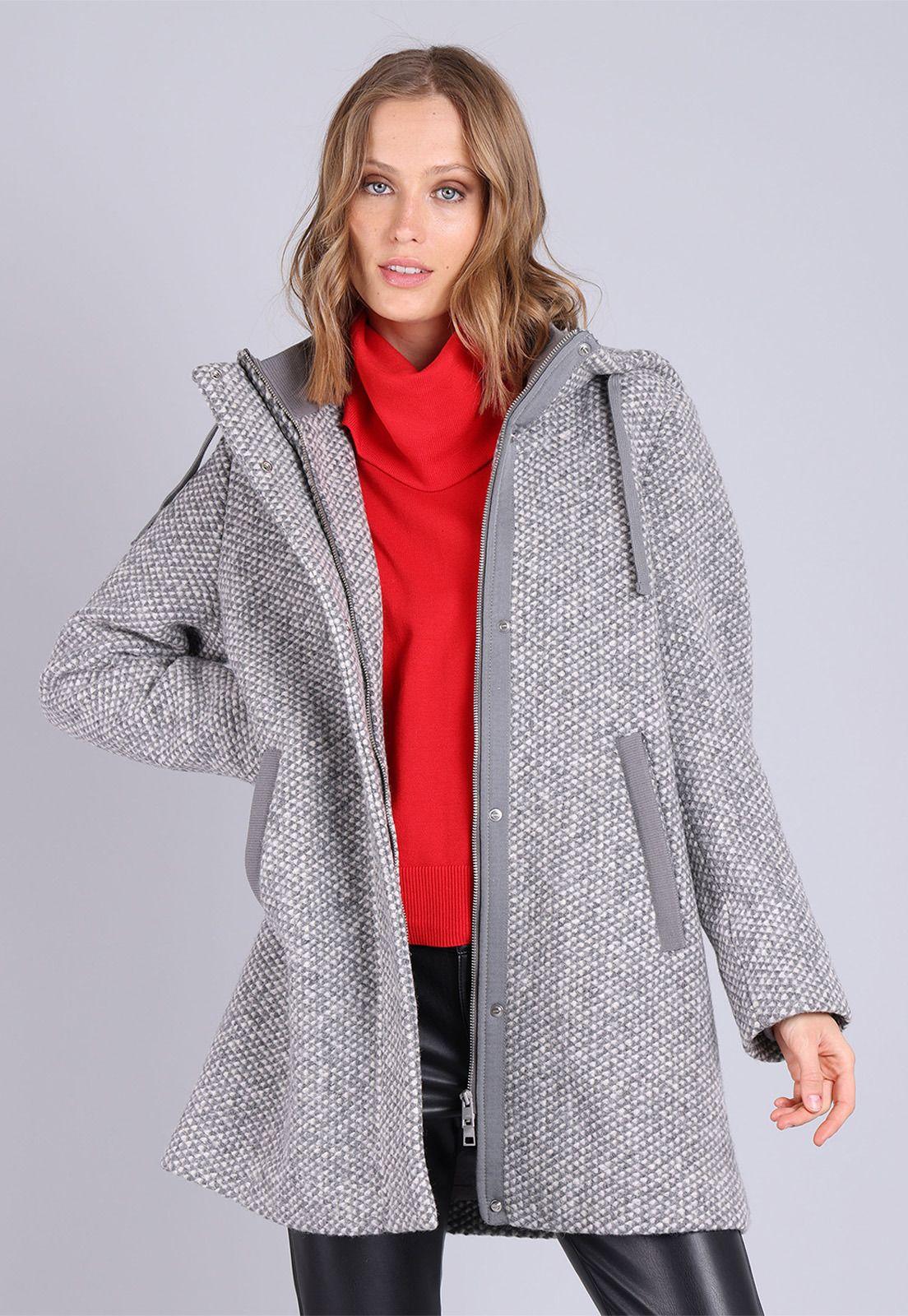 Abrigo manga larga con capucha y bolsillos Mujer Esprit-3