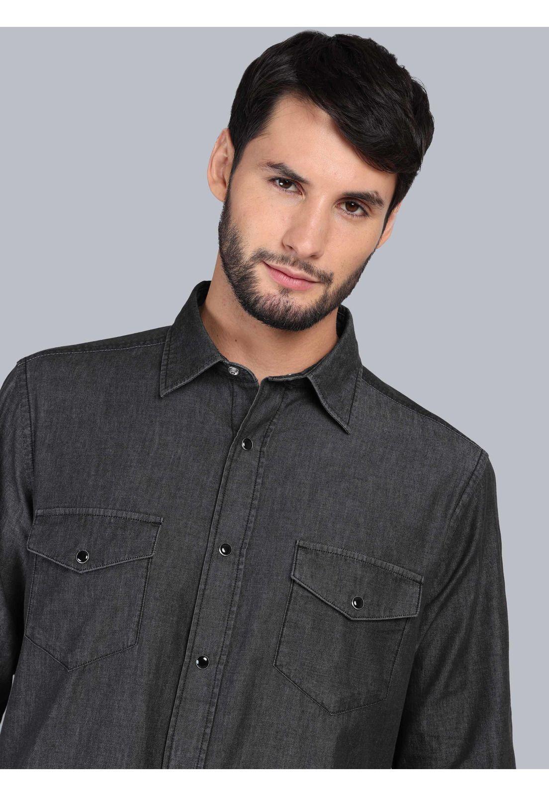 Camisa Denim Stone Wash Regular Fit Negro Arrow CM33051NE-2
