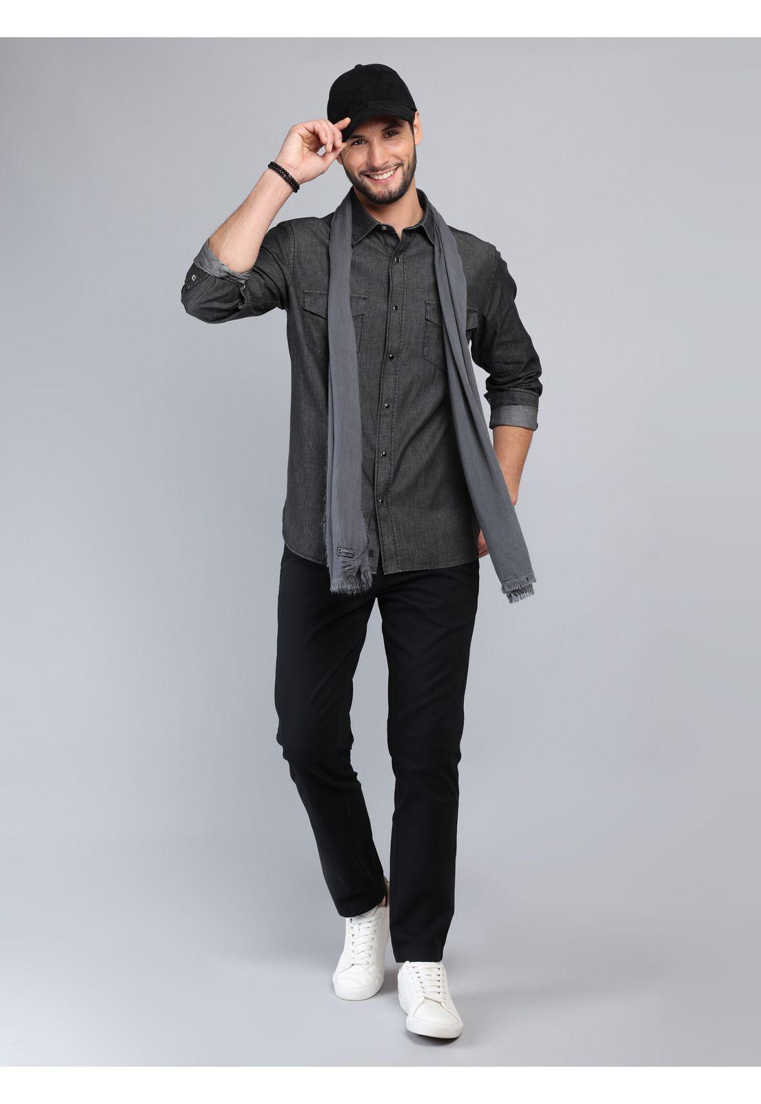 Camisa Denim Stone Wash Regular Fit Negro Arrow CM33051NE-3