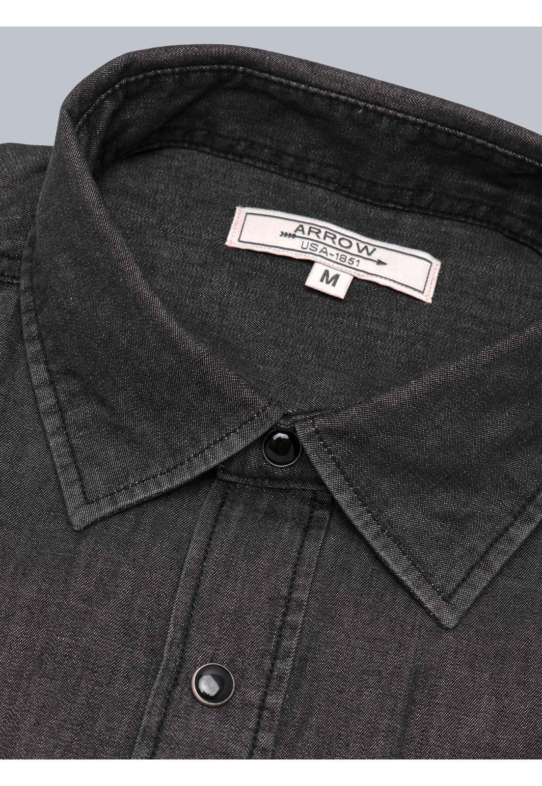 Camisa Denim Stone Wash Regular Fit Negro Arrow CM33051NE-4