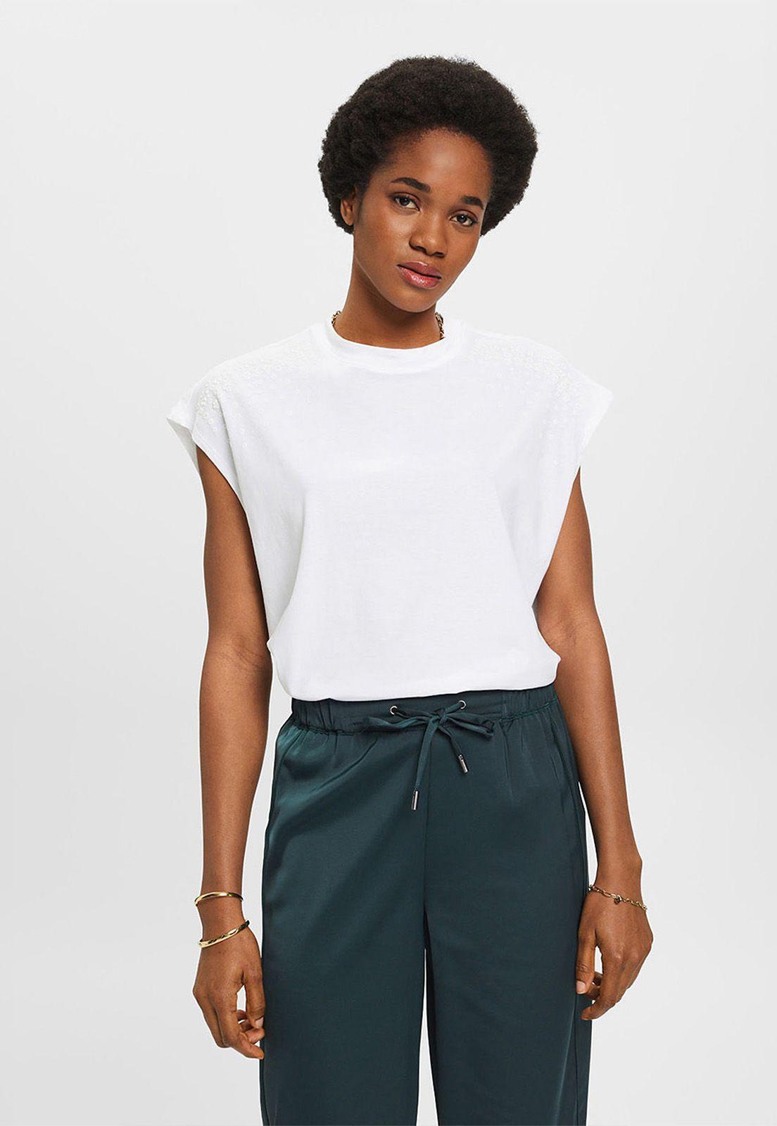 Polera Sin Mangas Con Textura Mujer Esprit Azul marino-0