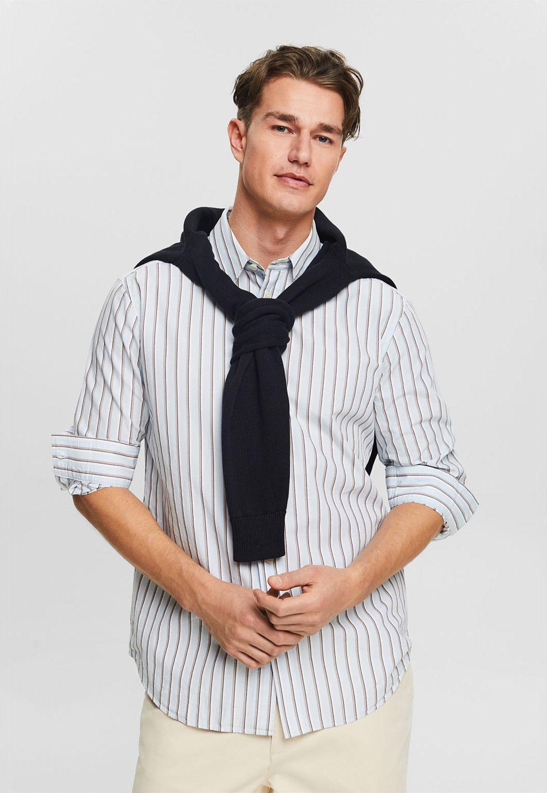 Camisa De Algodón A Rayas Hombre Esprit 024EE2F305-0