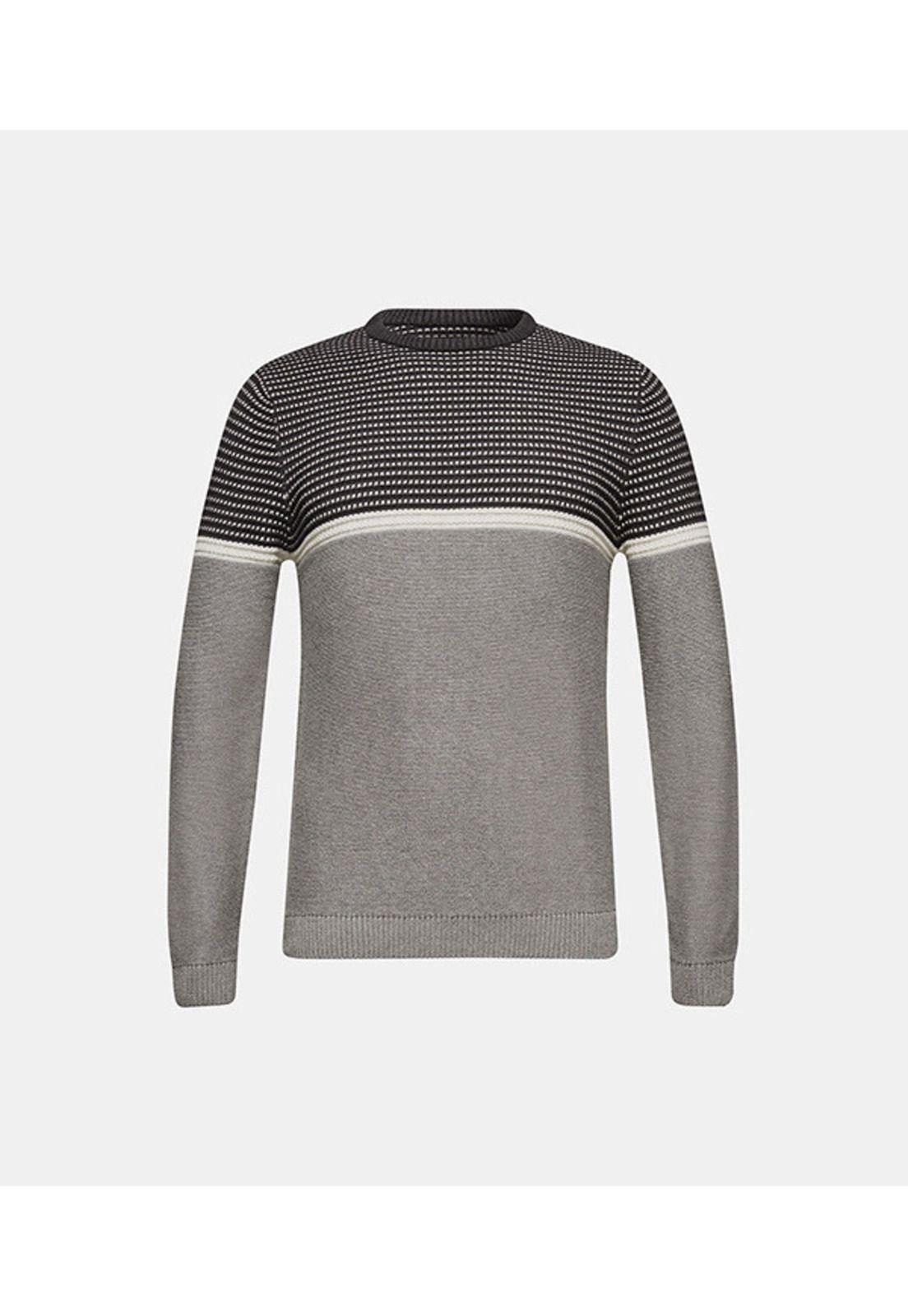 Sweater con combinación de texturas, 100% algodón-3