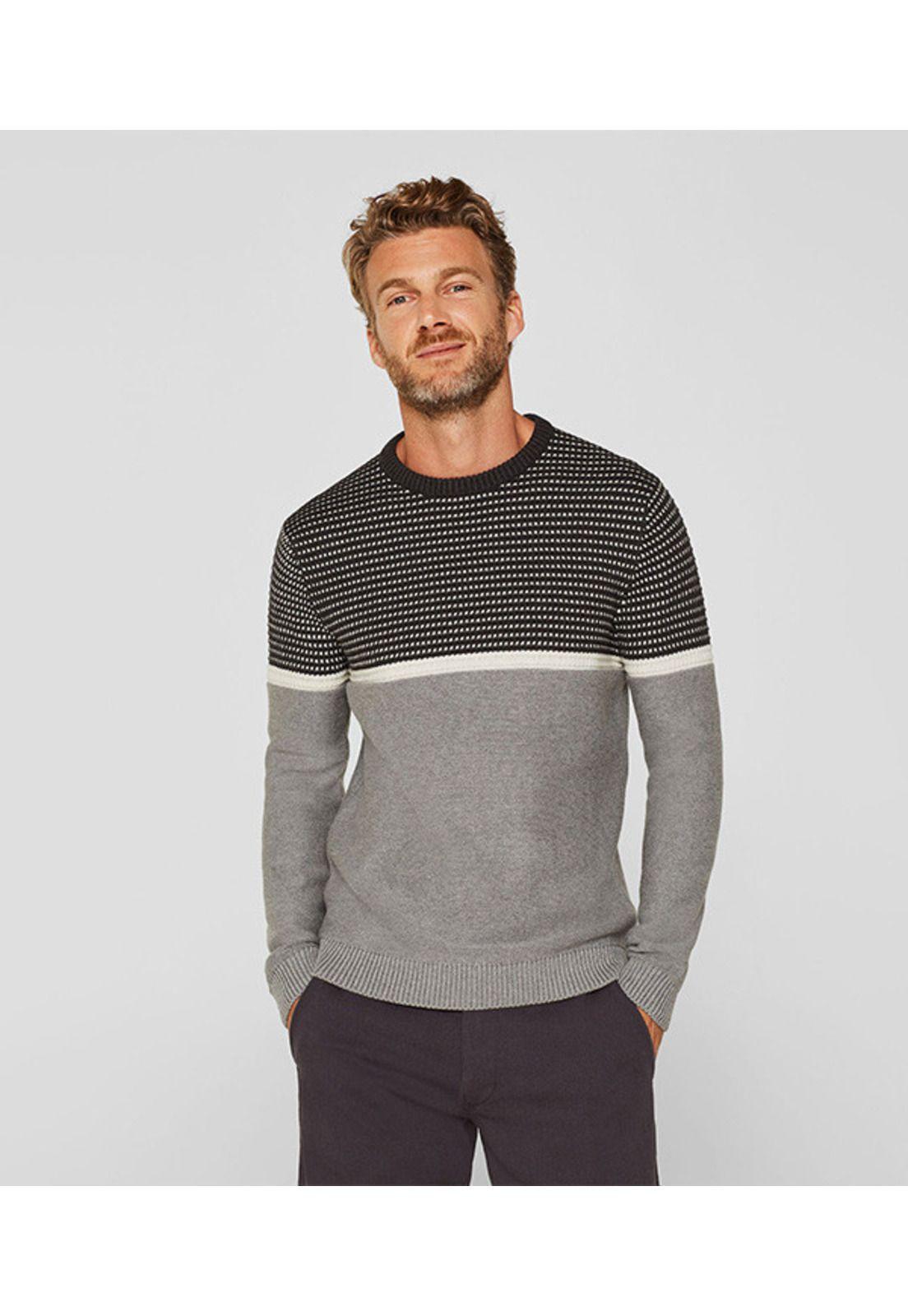 Sweater con combinación de texturas, 100% algodón-4