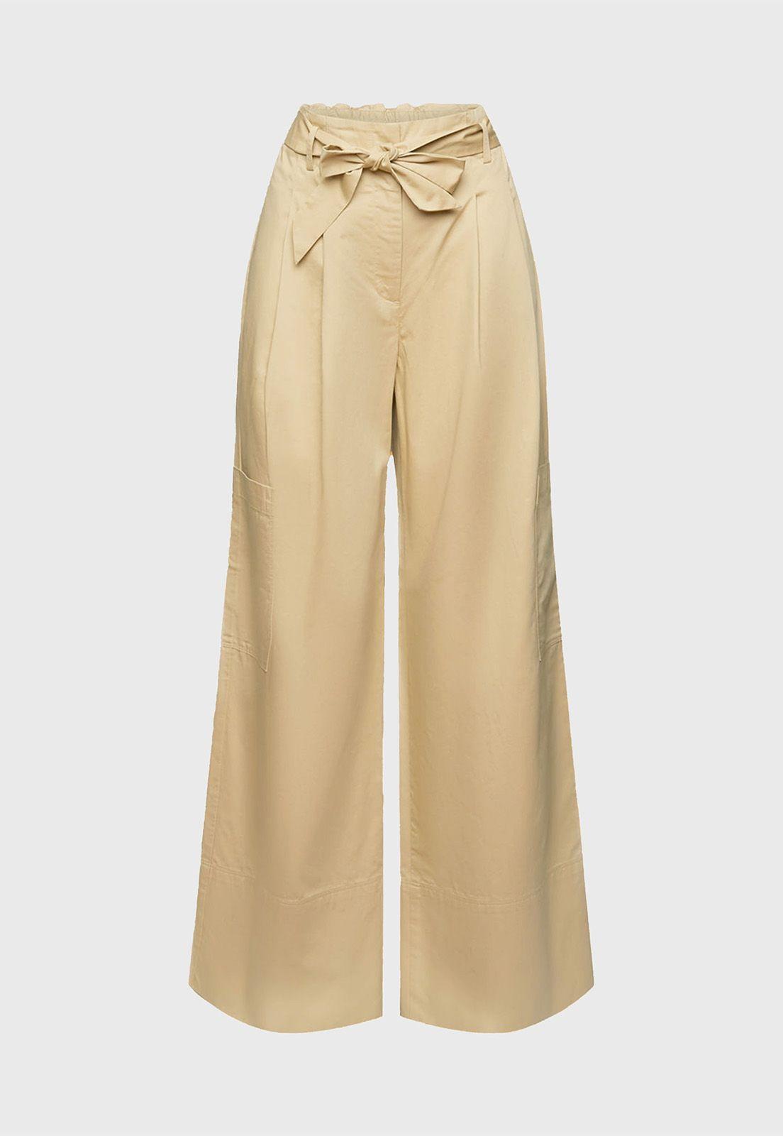 Pantalón De Pierna Ancha Con Lazo Mujer Esprit-3