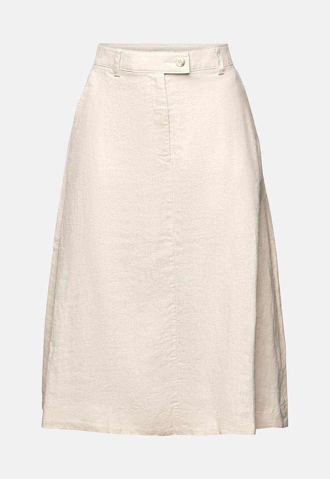Falda Midi De Lino Mujer Esprit 044EE1D311-4