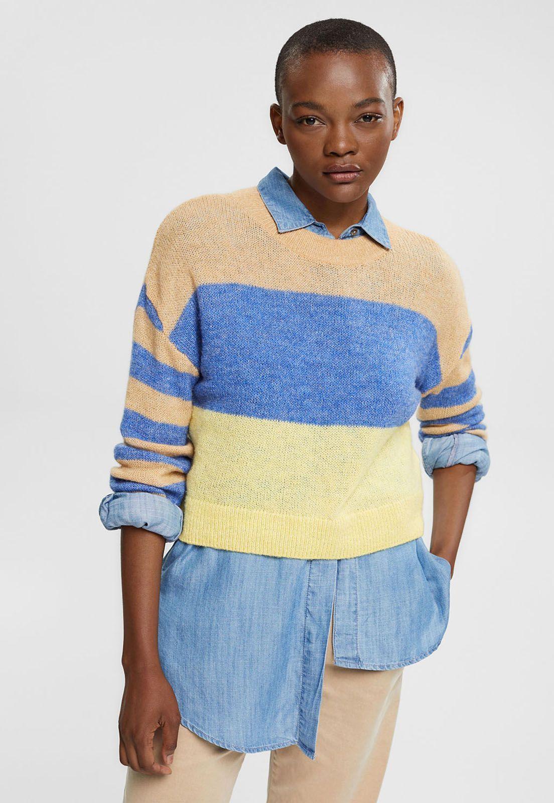 Sweater Con Mezcla De Lana Mujer Esprit Gris claro-0